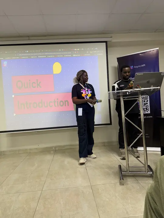 Ace and Thulie presenting An Intro to AsyncAPI Without The Technical Jargon.